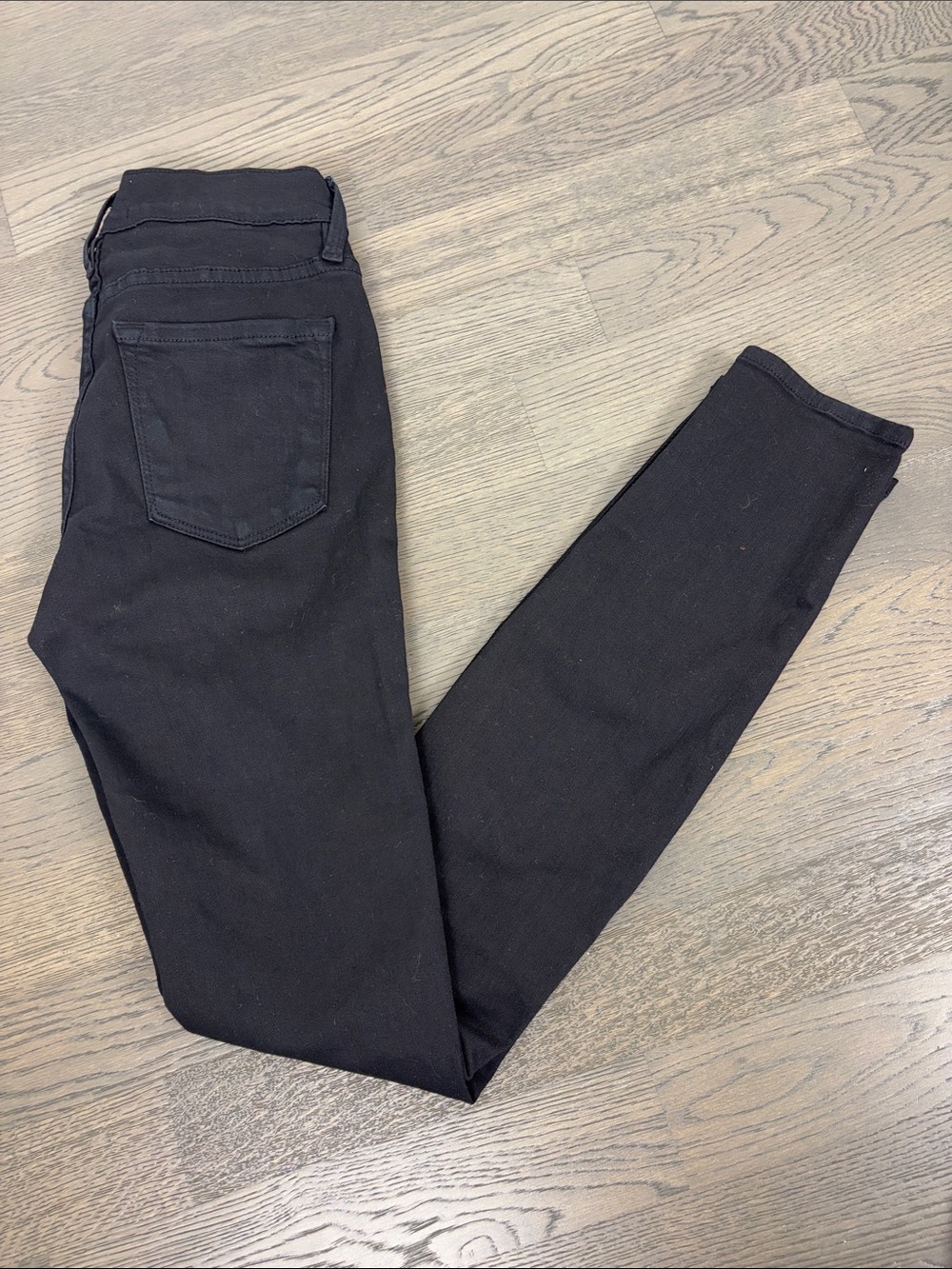 Frame Denim Black Distressed Skinny Jeans